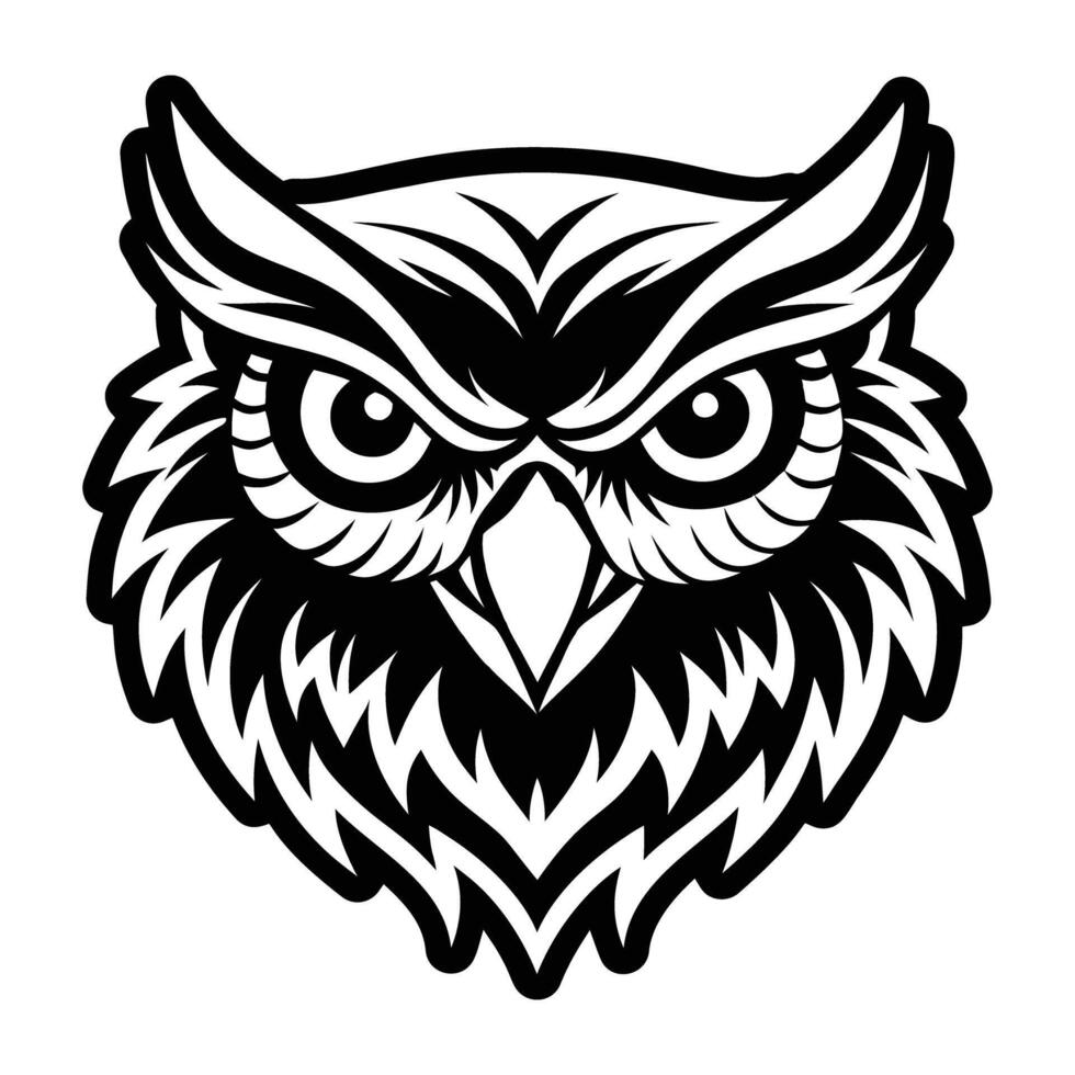 An owl head with a black and white design vector
