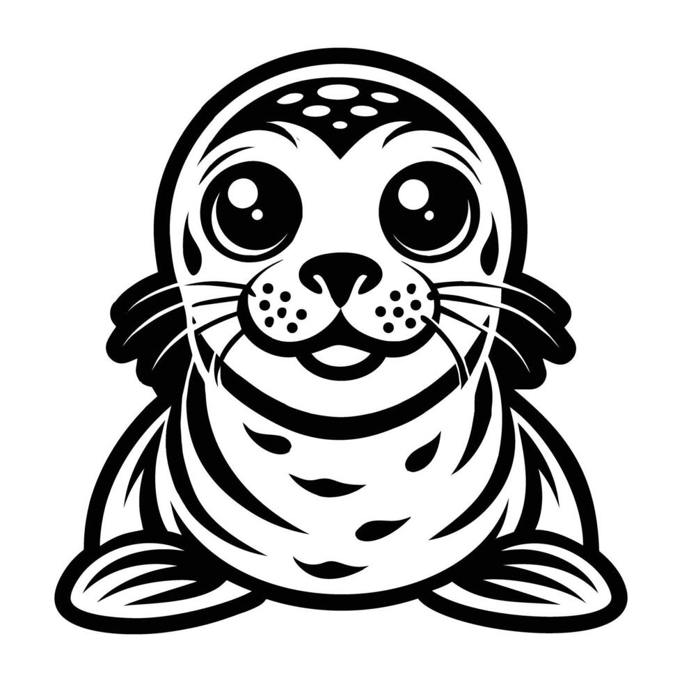 A seal with big eyes and a smile on its face vector