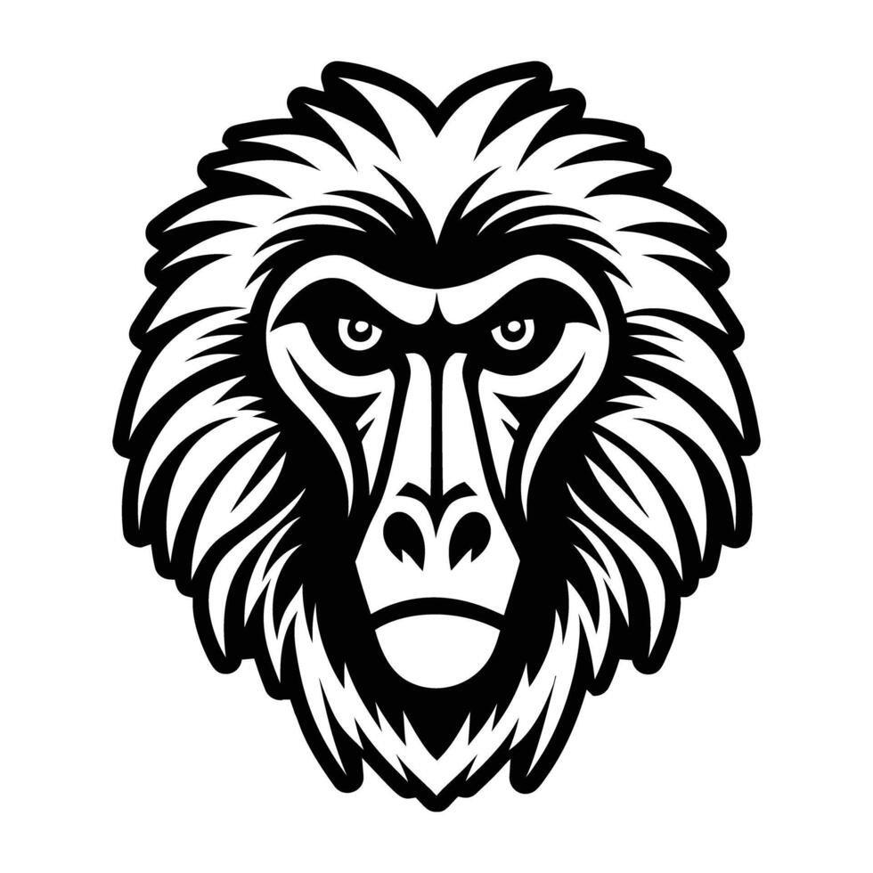 A monkey head with a long beard and a big nose vector