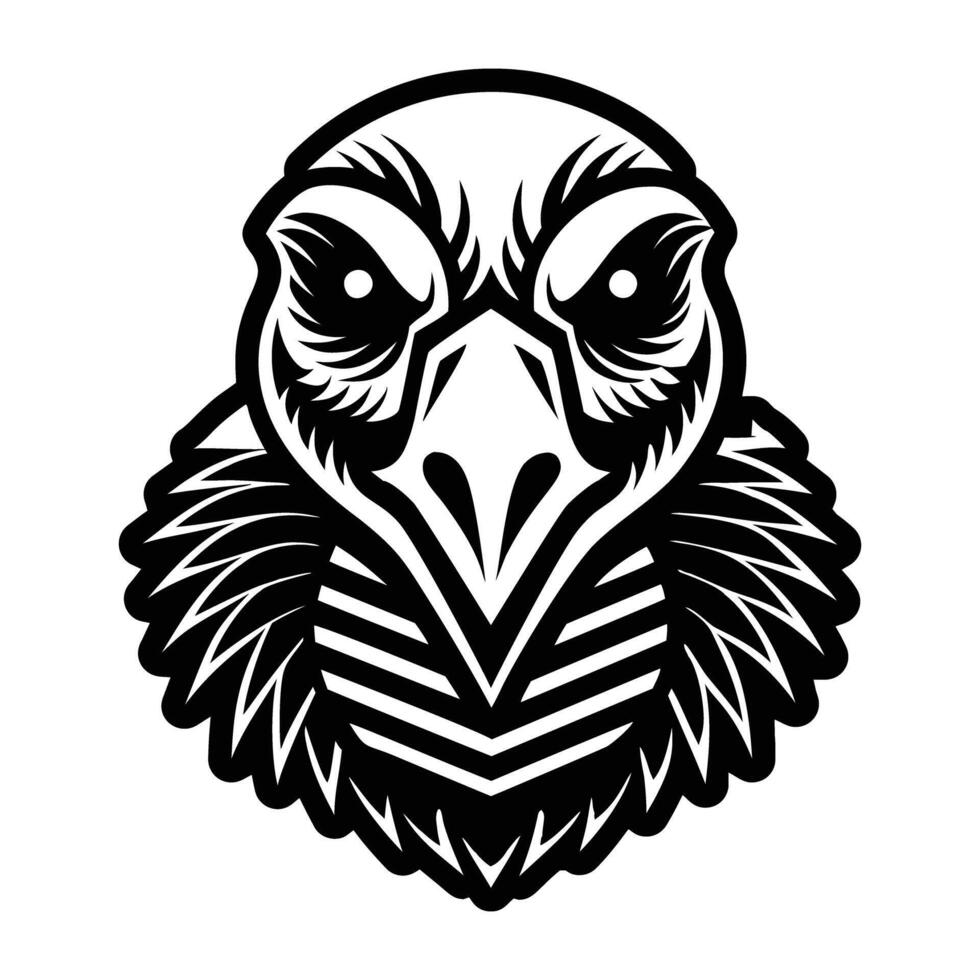 The head of an eagle is shown in a black and white design vector