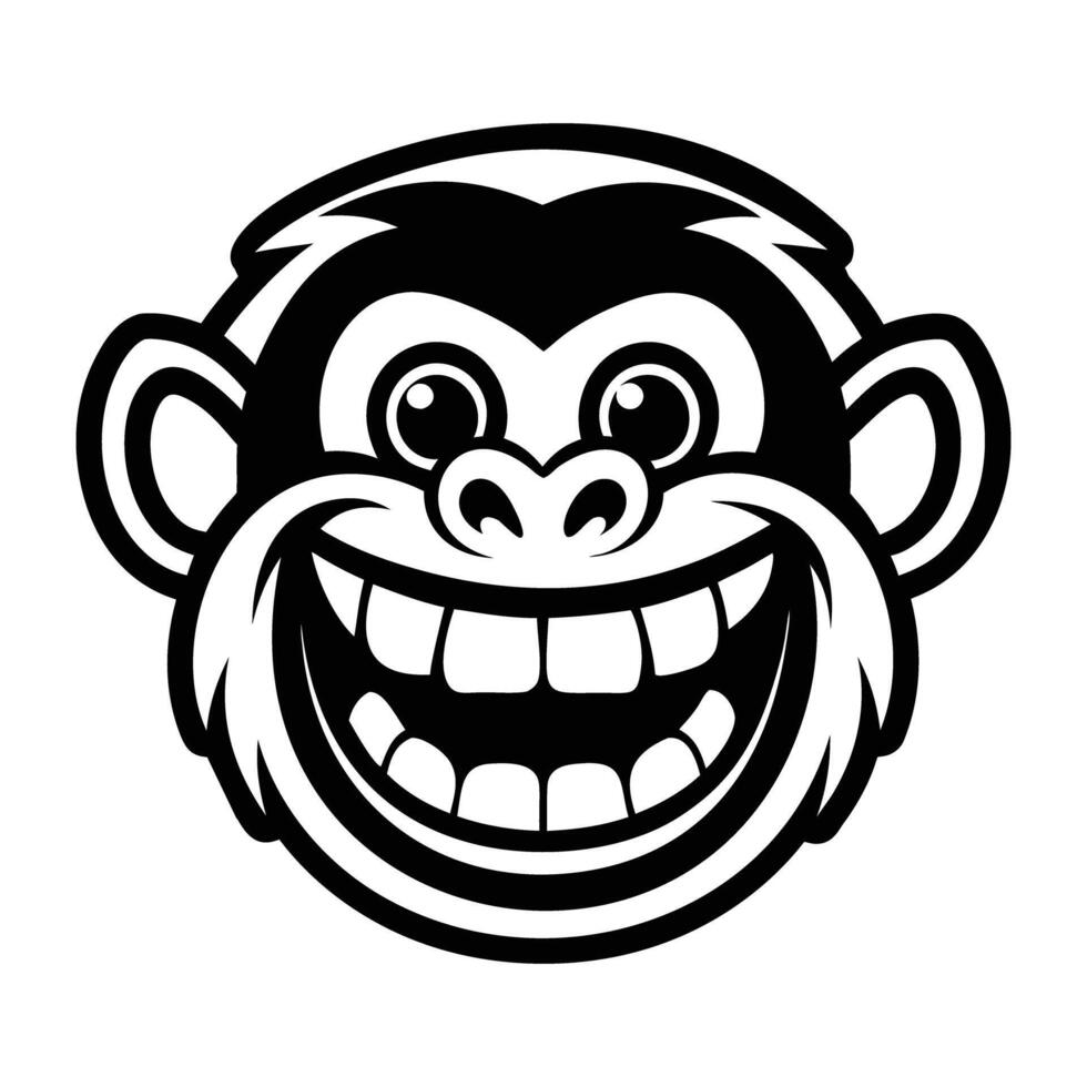 A cartoon monkey head with a big smile vector