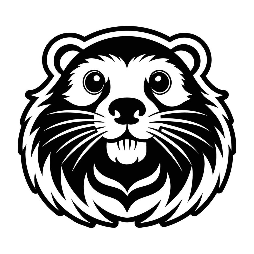 A black and white image of a beaver head vector