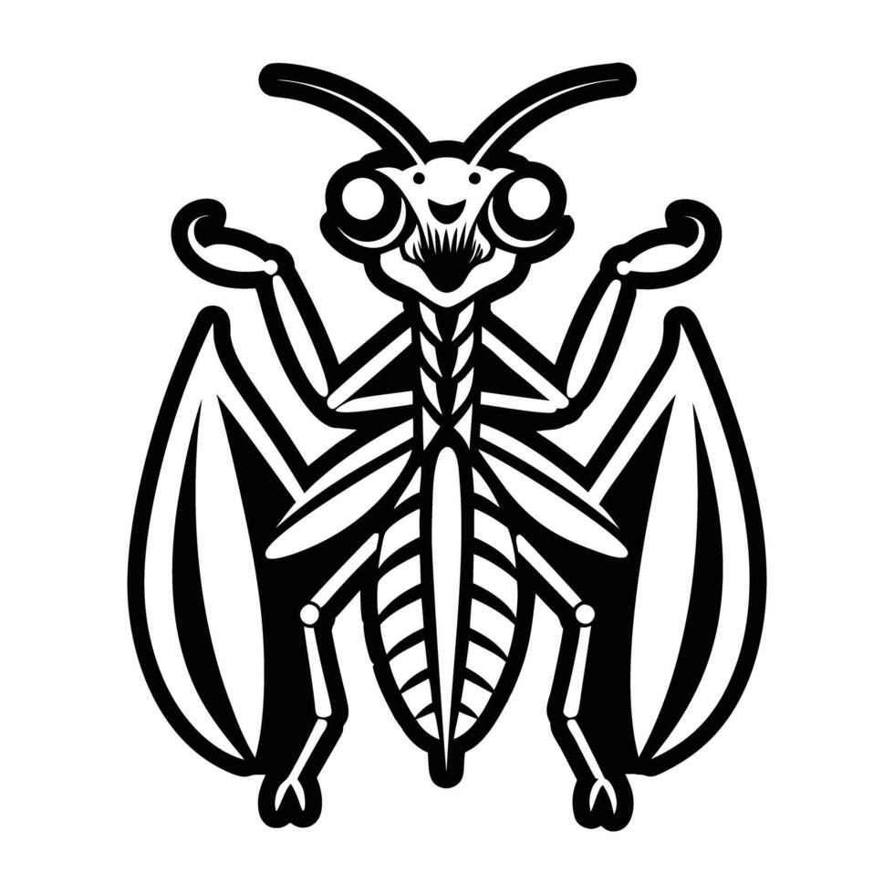 A black and white drawing of a bug with wings vector