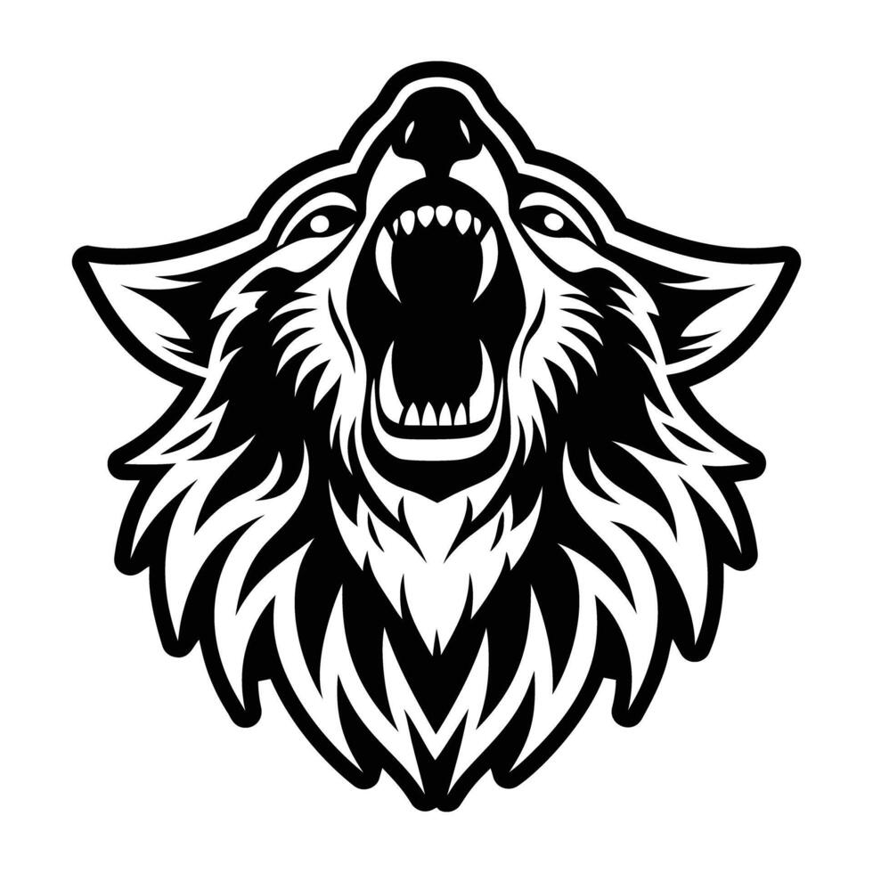 A wolf head with its mouth open vector