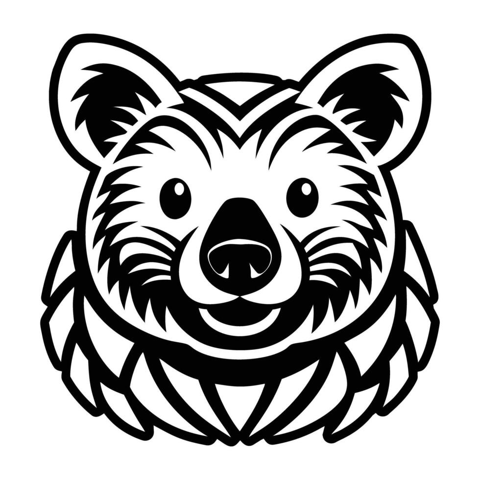 A black and white bear head with a large head vector