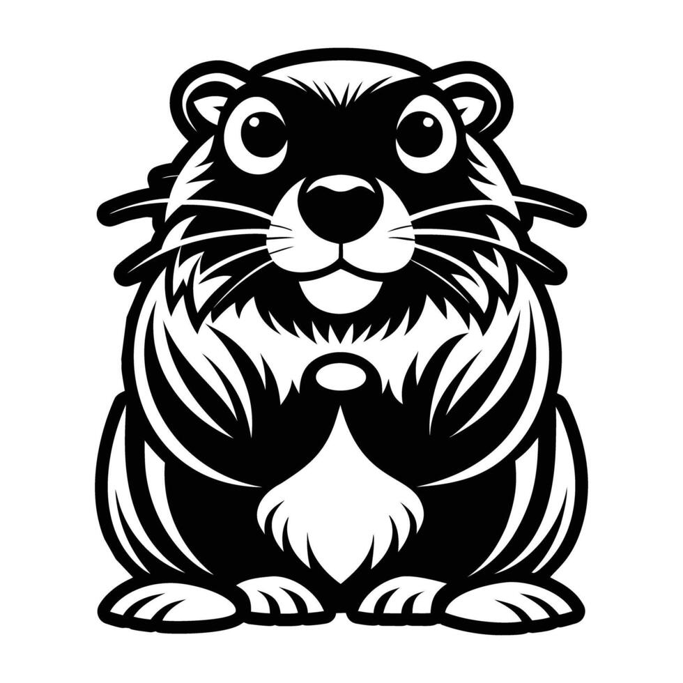A black and white illustration of a beaver vector