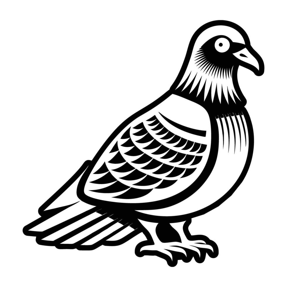 A black and white pigeon logo vector