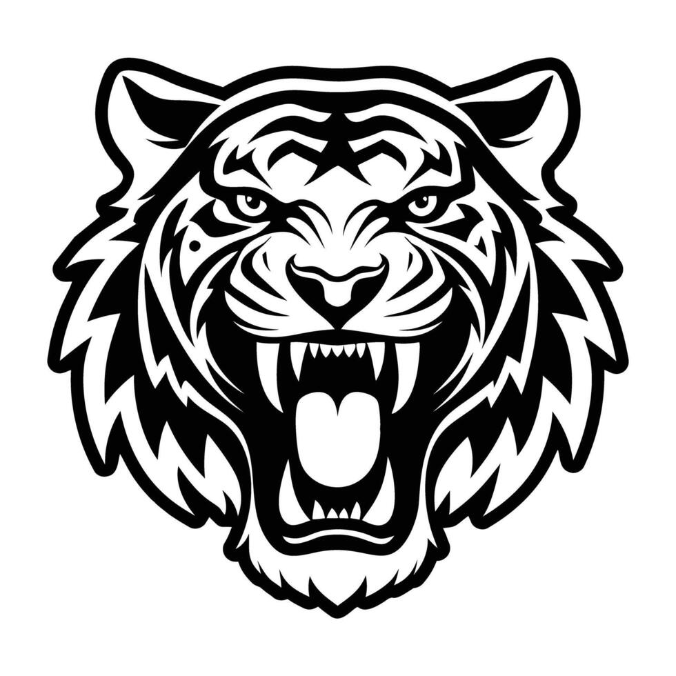 A tiger head with its mouth open vector