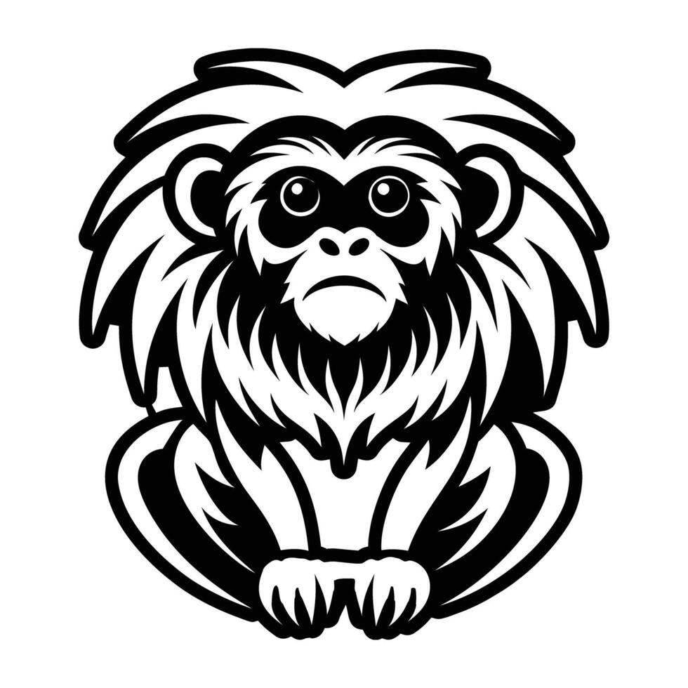A black and white monkey with long hair vector