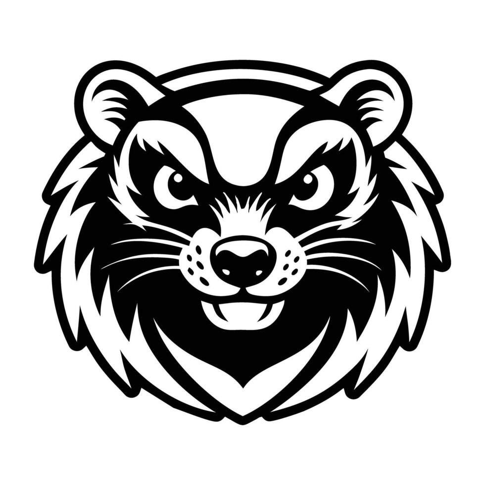 A badger mascot head with an angry face vector