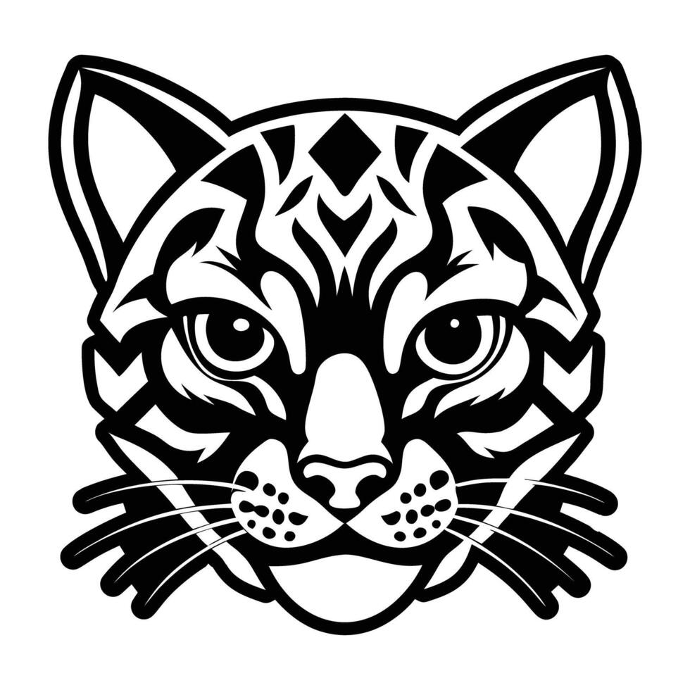A cat head with tribal patterns on it vector