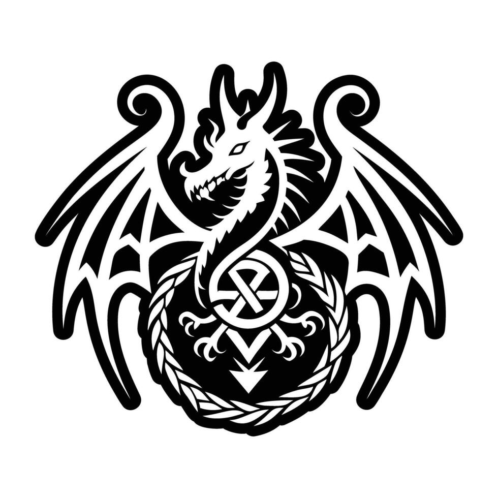 A glyph style icon of the dragon sigil vector