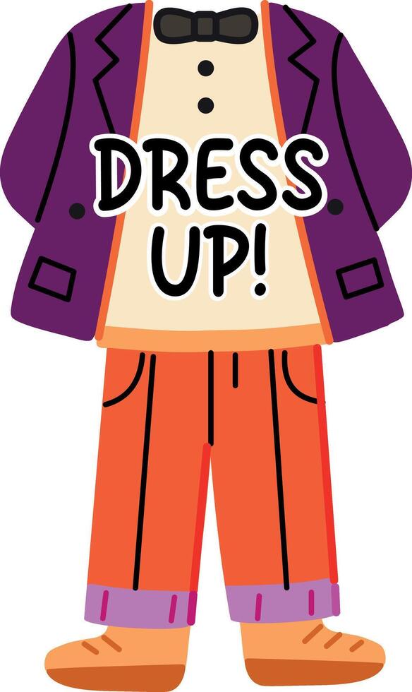 A flat sticker of a new year outfit with dress up typography vector