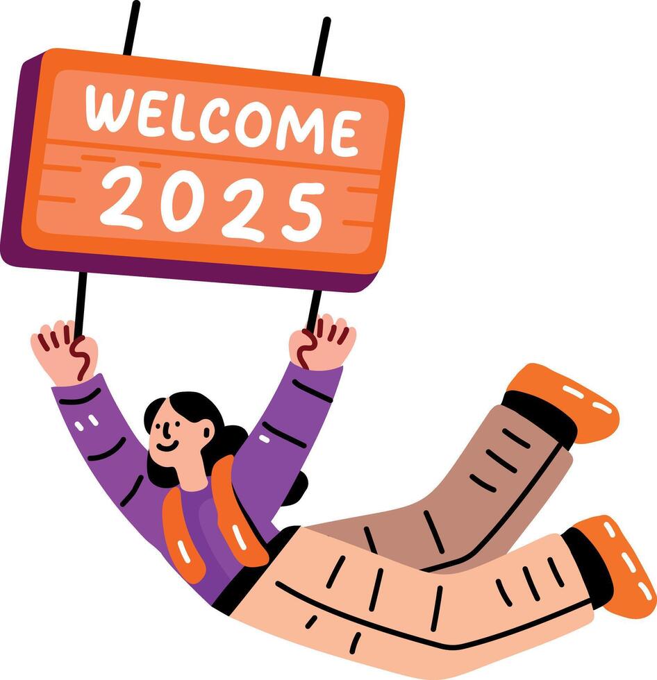 A flat sticker of an open door with 2025 typography 53642117
