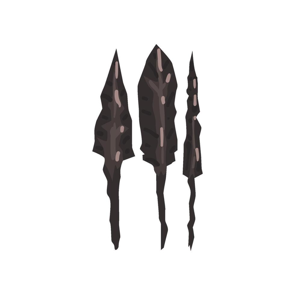 Ancient Stone Spears, Arrowheads, Archaeological Artifacts Illustration vector