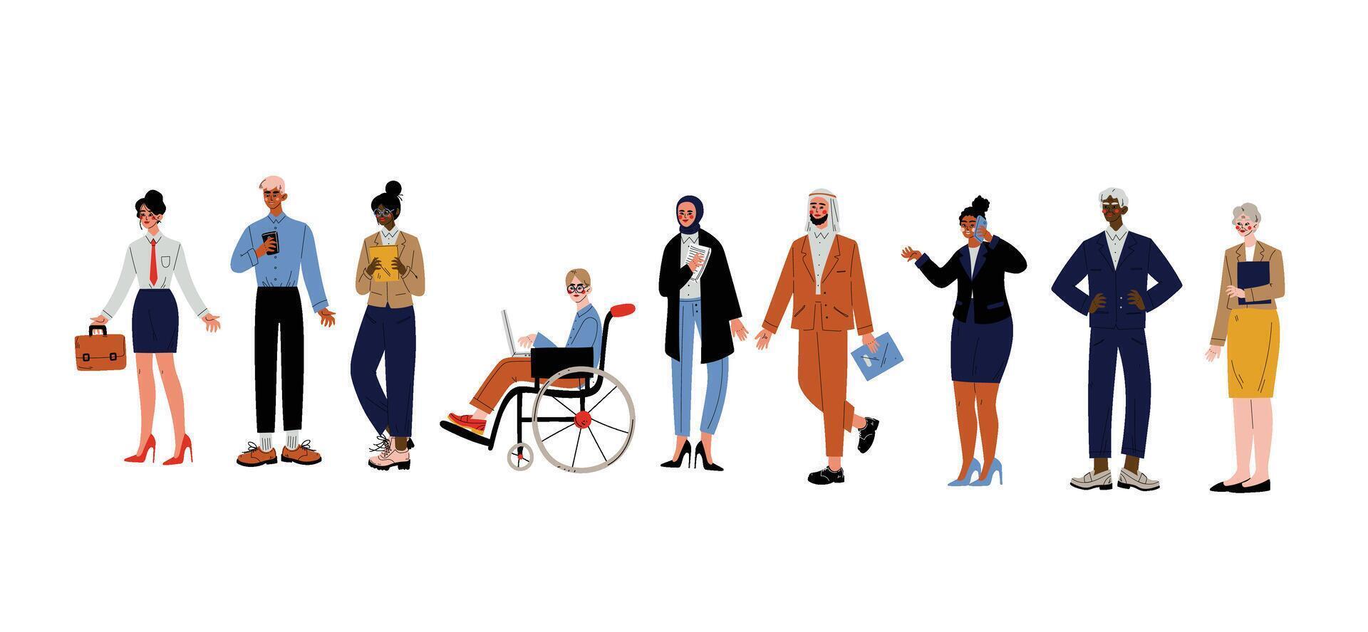 Business People Set, Group of Various Office Employees, Entrepreneurs or Managers Characters Illustration vector
