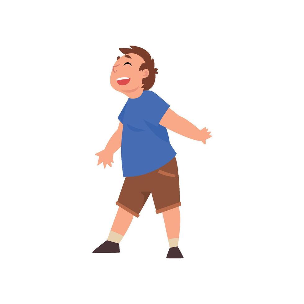 Happy Smiling Fat Boy, Cute Overweight Child Character Illustration vector