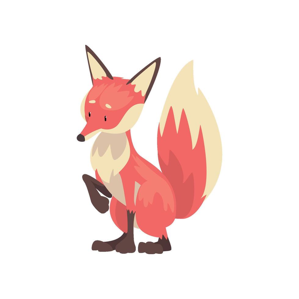 Adorable Red Fox Cub Character Cartoon Illustration vector