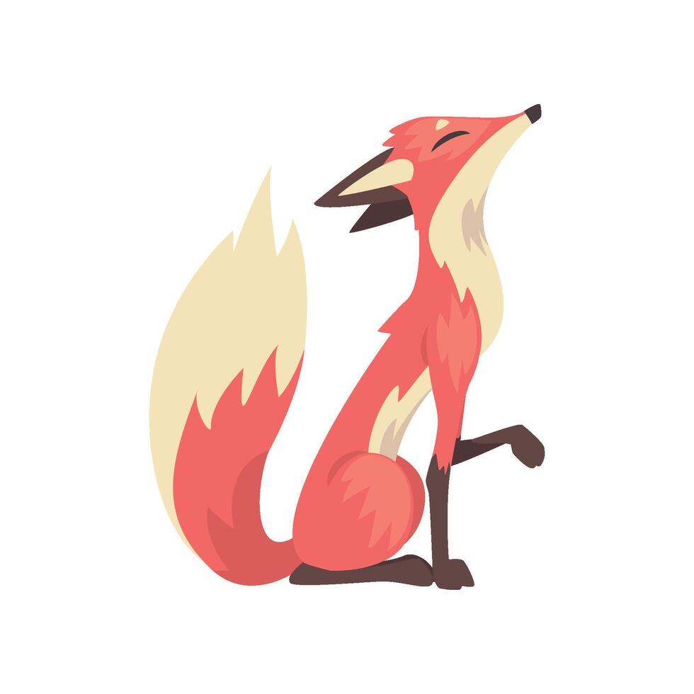 Cunning Red Fox Character Sitting, Side View Cartoon Illustration vector