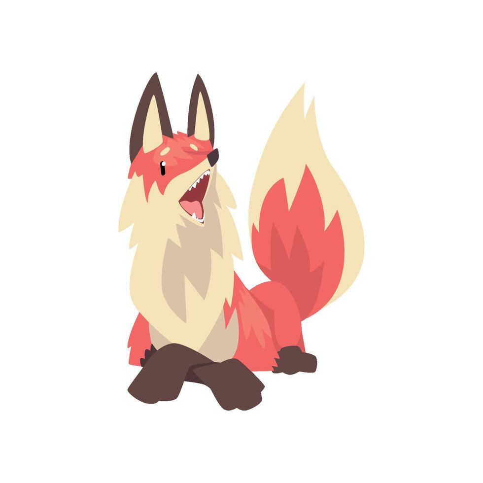 Cute Lying Red Fox Character, Front View Cartoon Illustration vector
