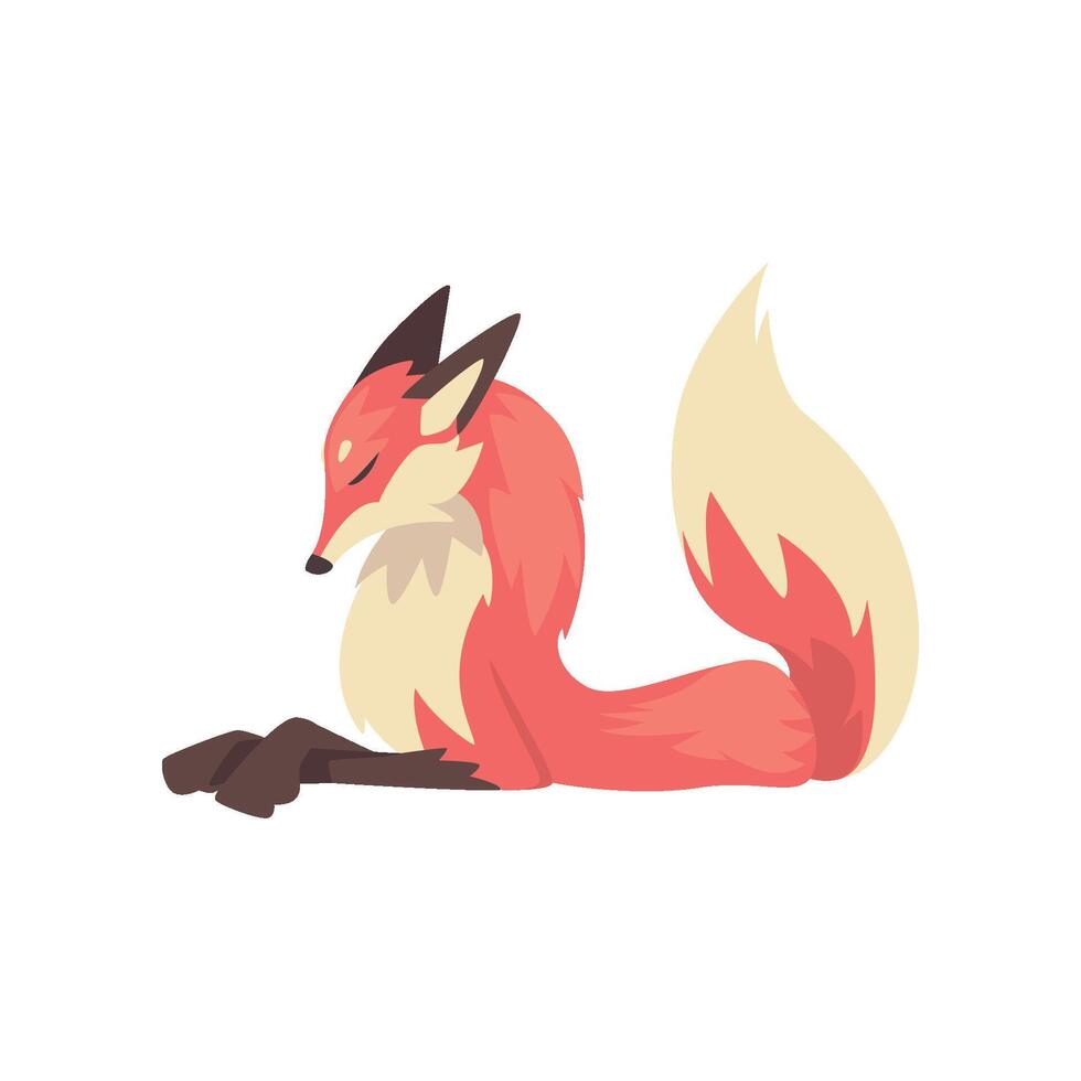 Graceful Lying Red Fox Character Cartoon Illustration vector