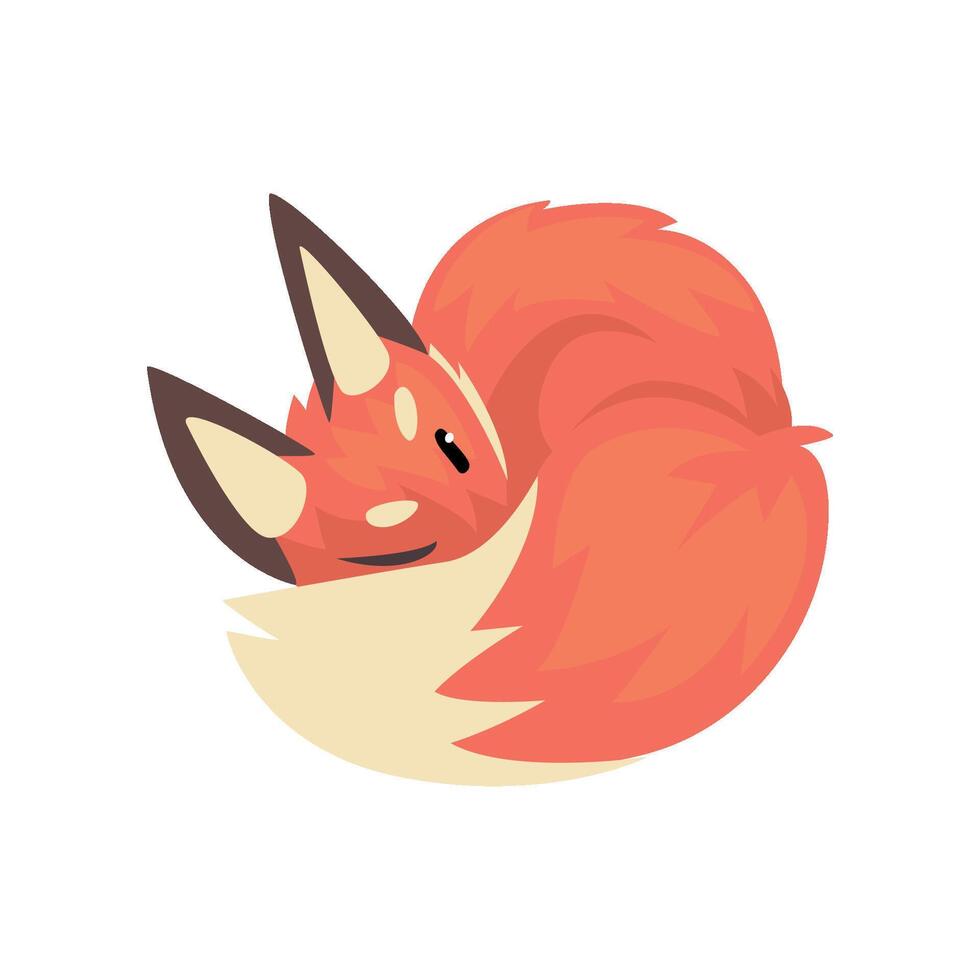 Cute Sleeping Red Fox Cub Character Cartoon Illustration vector