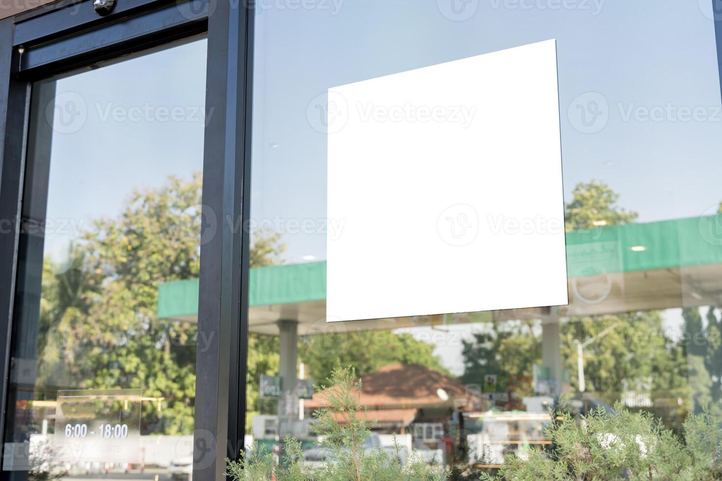 Poster promotion design mockup. Vertical empty white blank paper advertising banner frame template mock up. photo