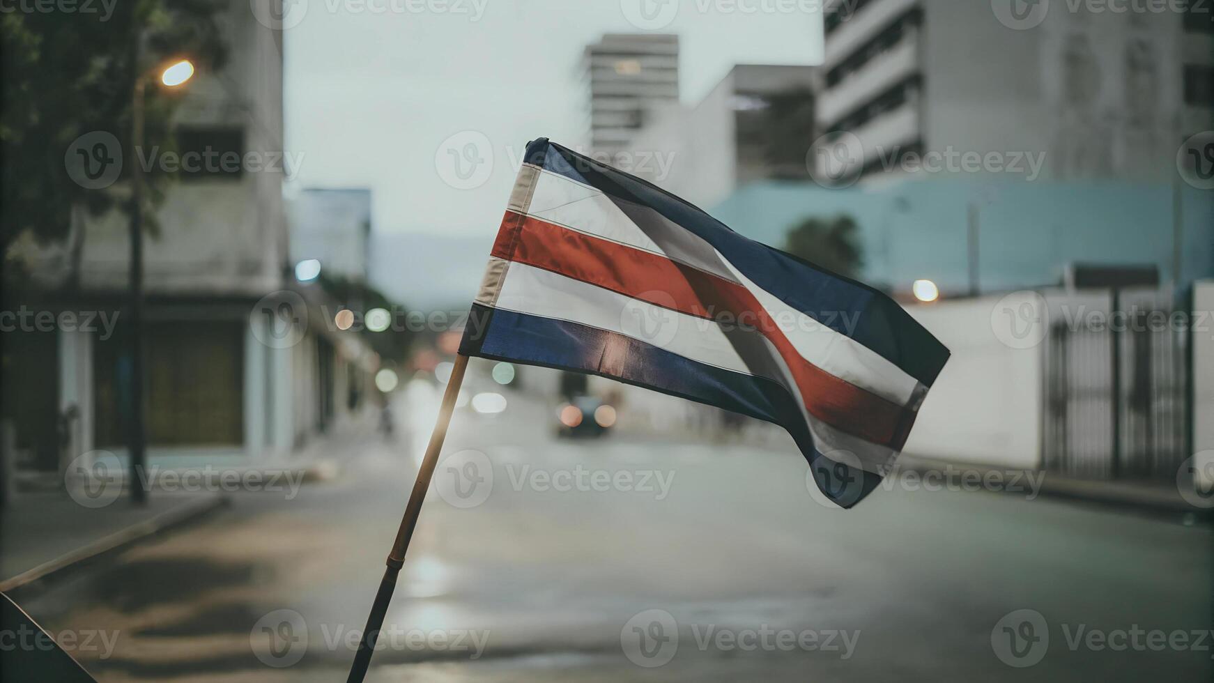 Close-up Costa Rica Flag Waving in the Wind photo