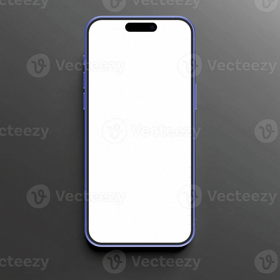 Ultramarine smartphone mockup template with blank screen on pink background photo