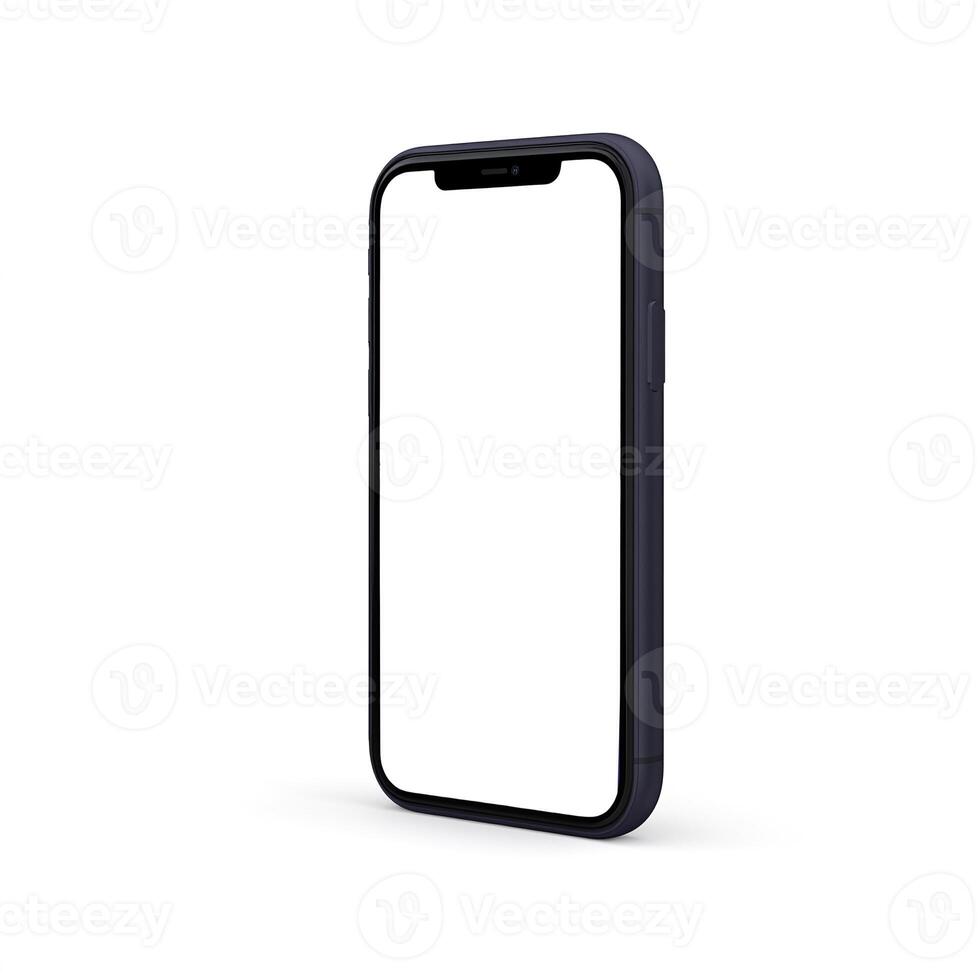 Black smartphone mockup template with blank screen on white background photo