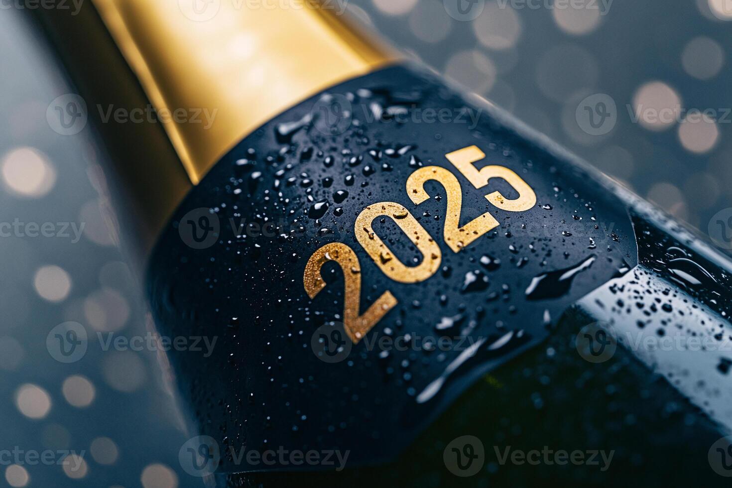 A champagne bottle with the number 2025 on it photo