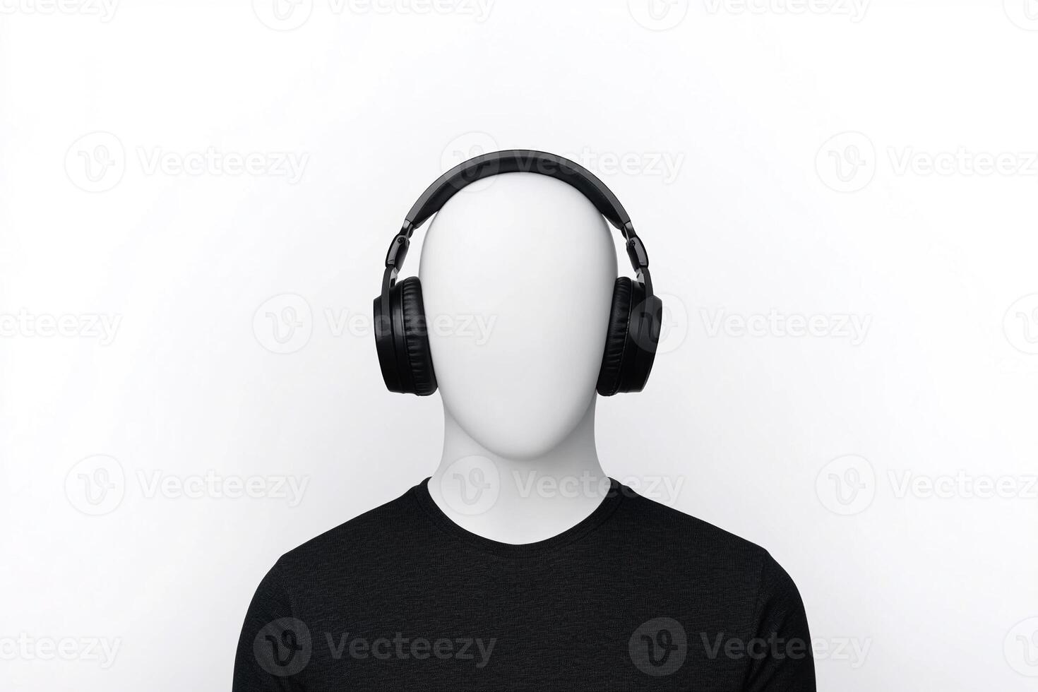 Headphone man with headphones on white background photo
