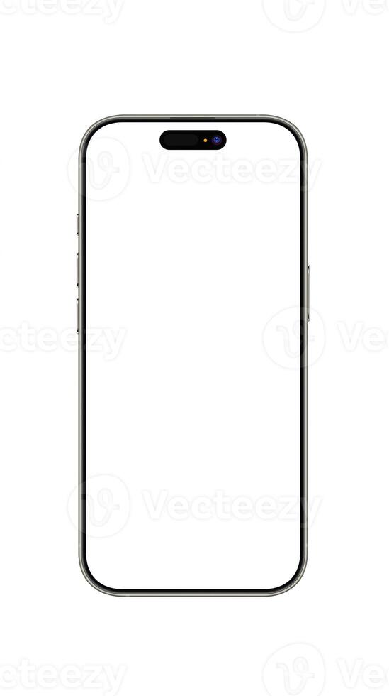 Natural titanium smartphone mockup template with blank screen on white background photo