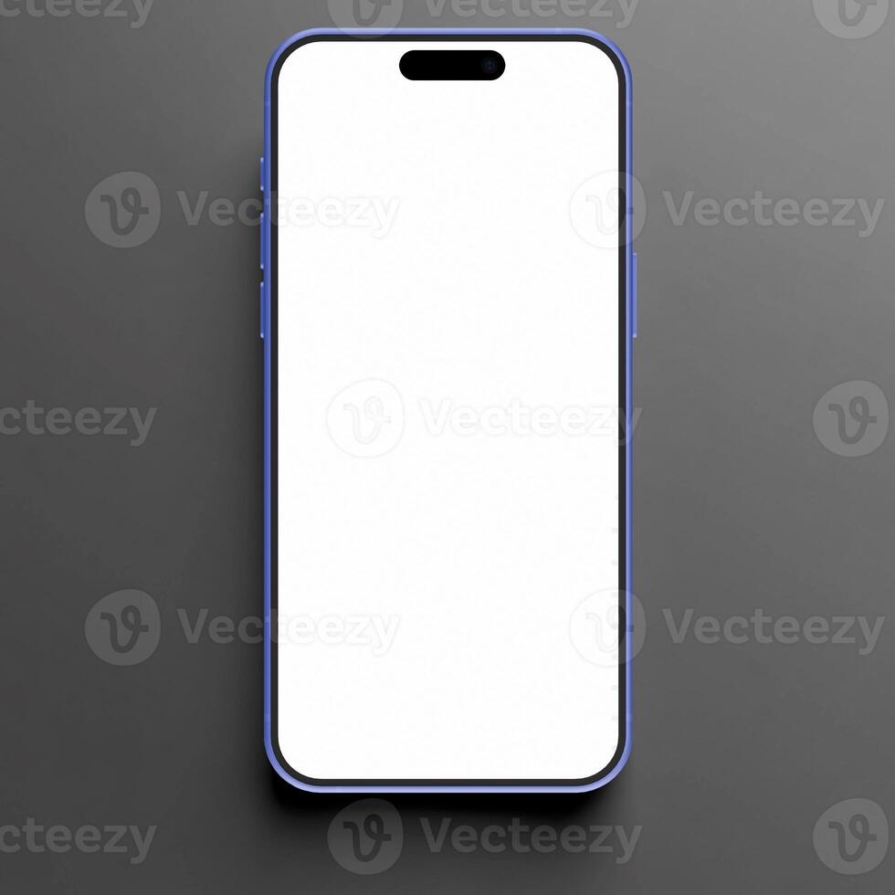 Ultramarine smartphone mockup template with blank screen on pink background photo