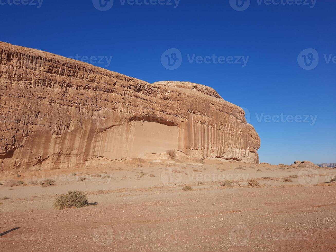 A beautiful view of thousands of years old rocks in the archaeological area of Al Hegra in AlUla, Madain Saleh in Saudi Arabia. photo