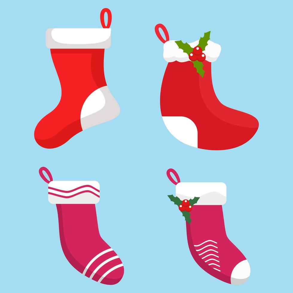 Christmas socks collection vector