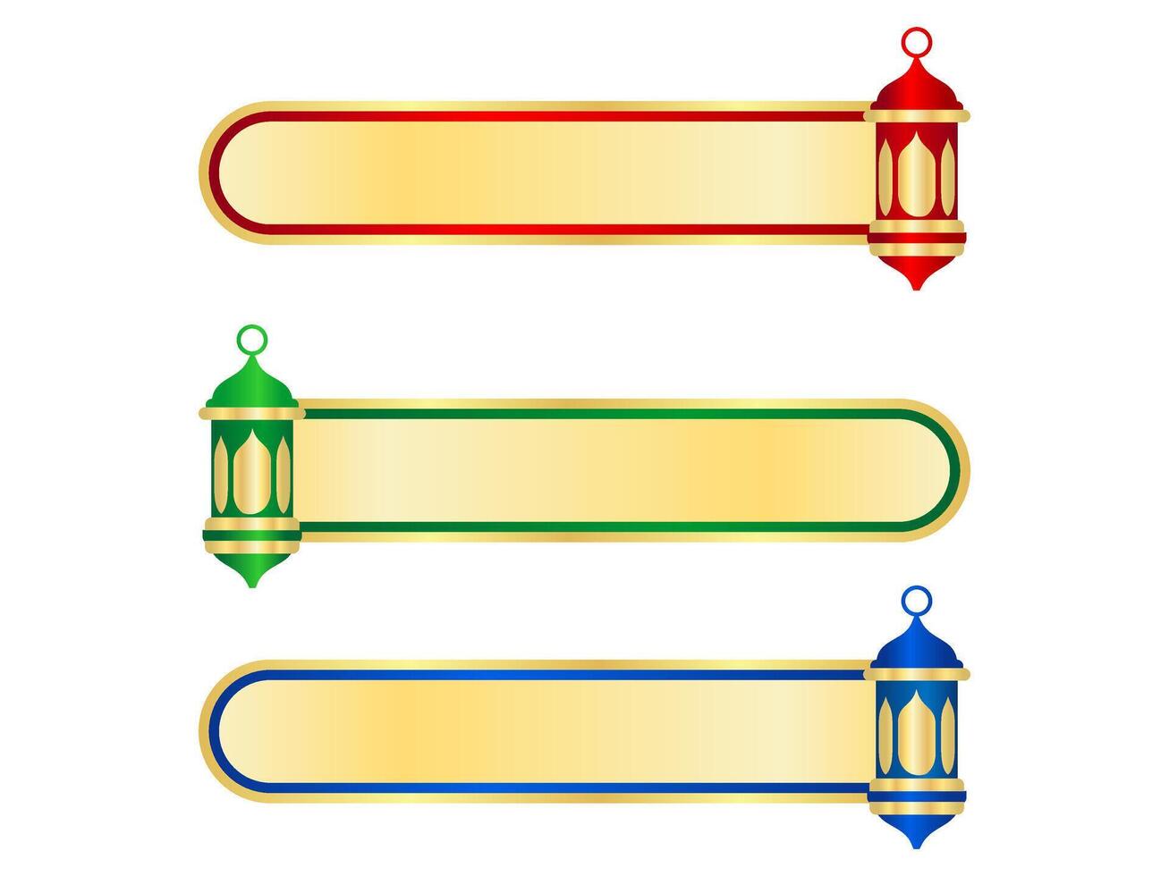 Golden Arabic Banner Islamic Frame With Islamic Lantern and Geometric Pattern Text Box Title vector