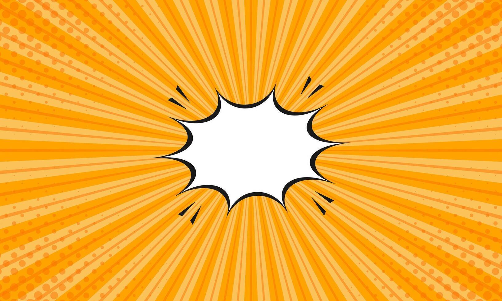 Orange comic starburst effect background with halftone. pop art comic-style wallpaper vector