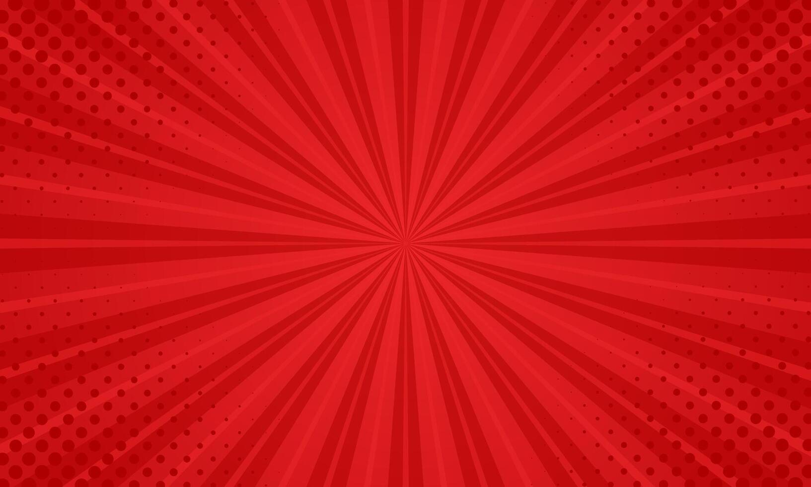 Abstract red comic sunburst effect background with halftone. pop art comic-style wallpaper vector
