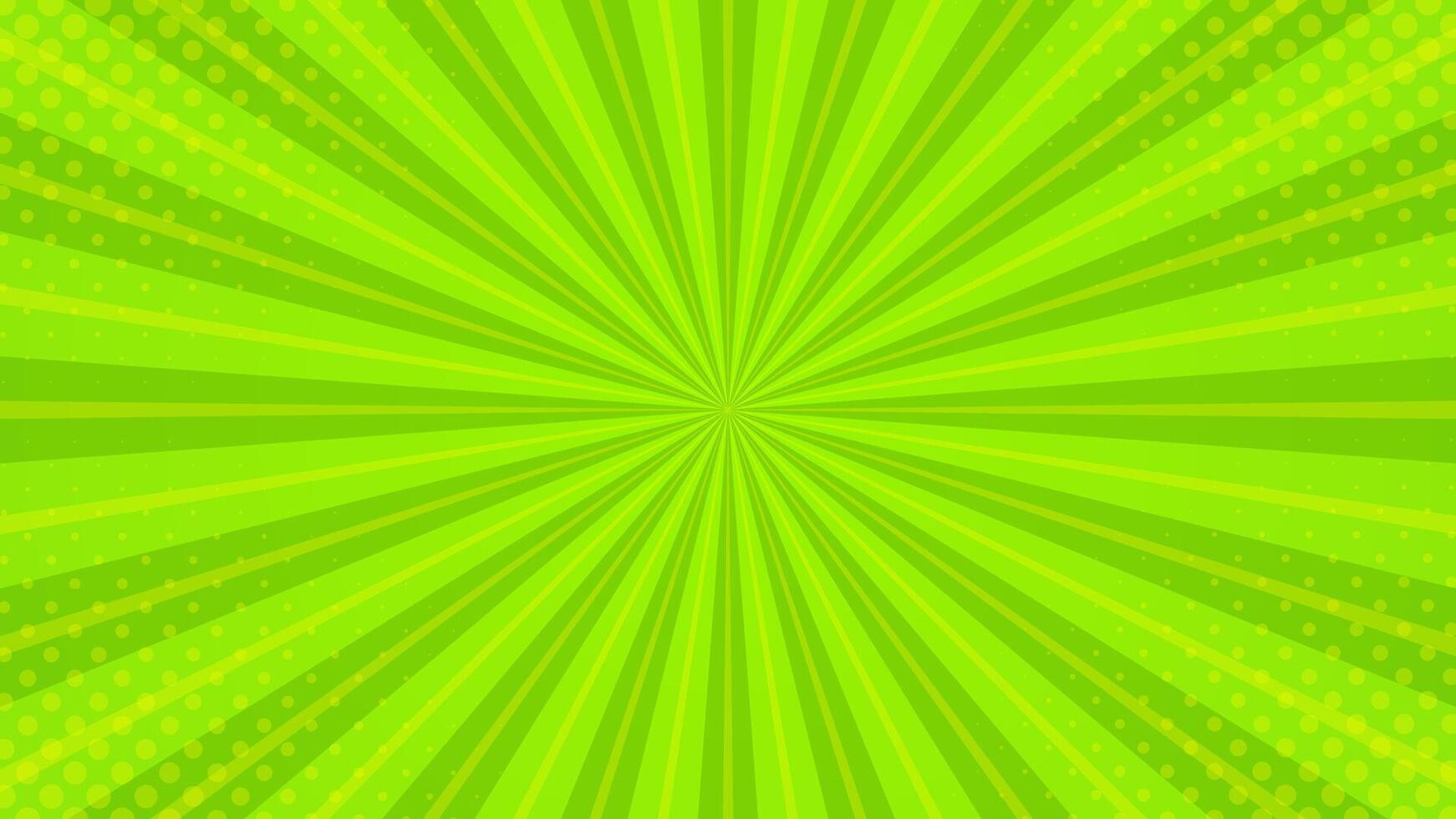 Bright green comic sunburst effect background with halftone. pop art comic-style wallpaper vector