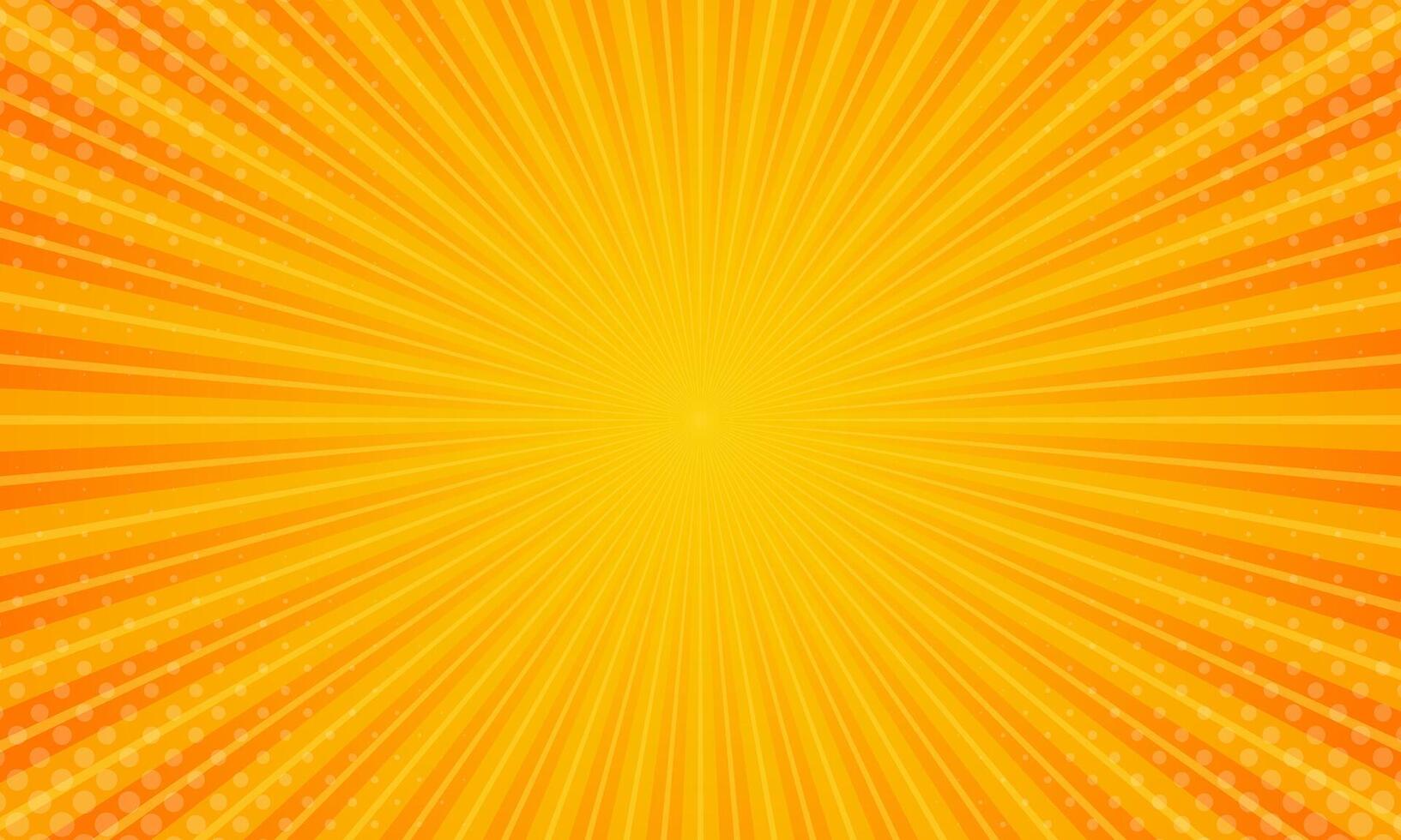 Abstract orange comic starburst effect background with halftone. pop art comic-style wallpaper vector