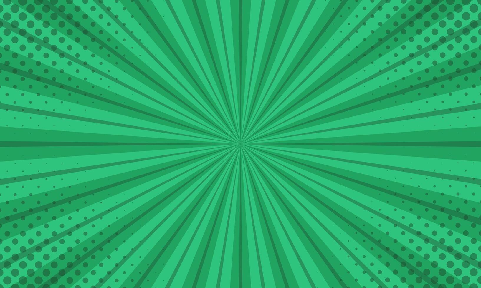 Abstract green comic sunburst effect background with halftone. pop art comic-style wallpaper vector