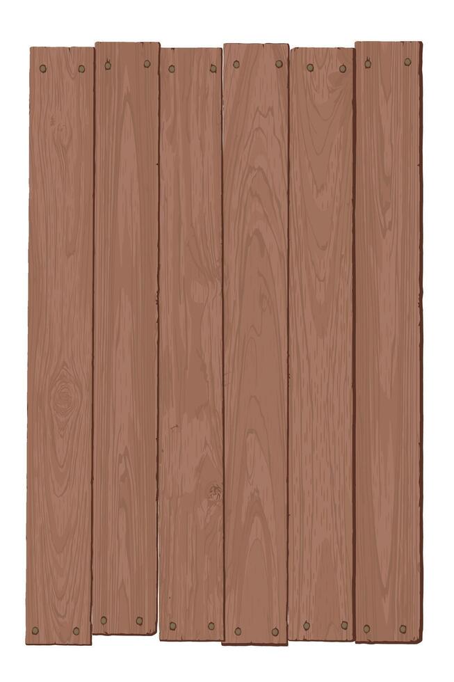 Blank signboard isolated mocha mousse tone made from cut timber panels and held together with brass rivets graphic illustrated. Nameplate wooden texture pattern object. vector