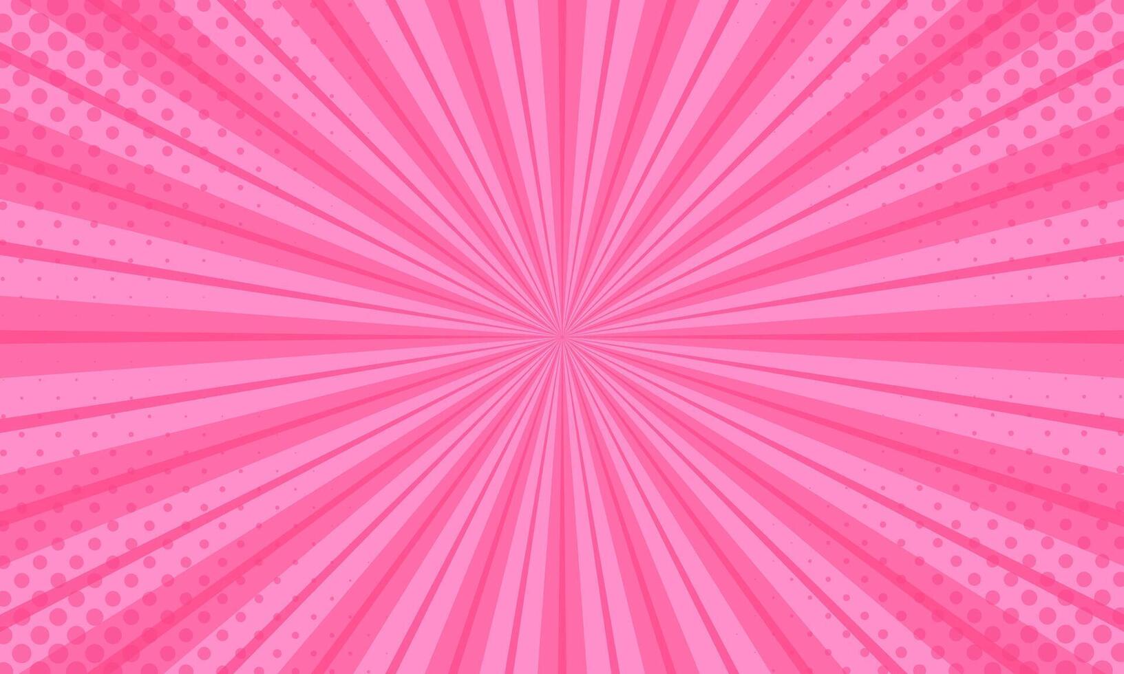 Abstract pink comic sunburst effect background with halftone. pop art comic-style wallpaper vector