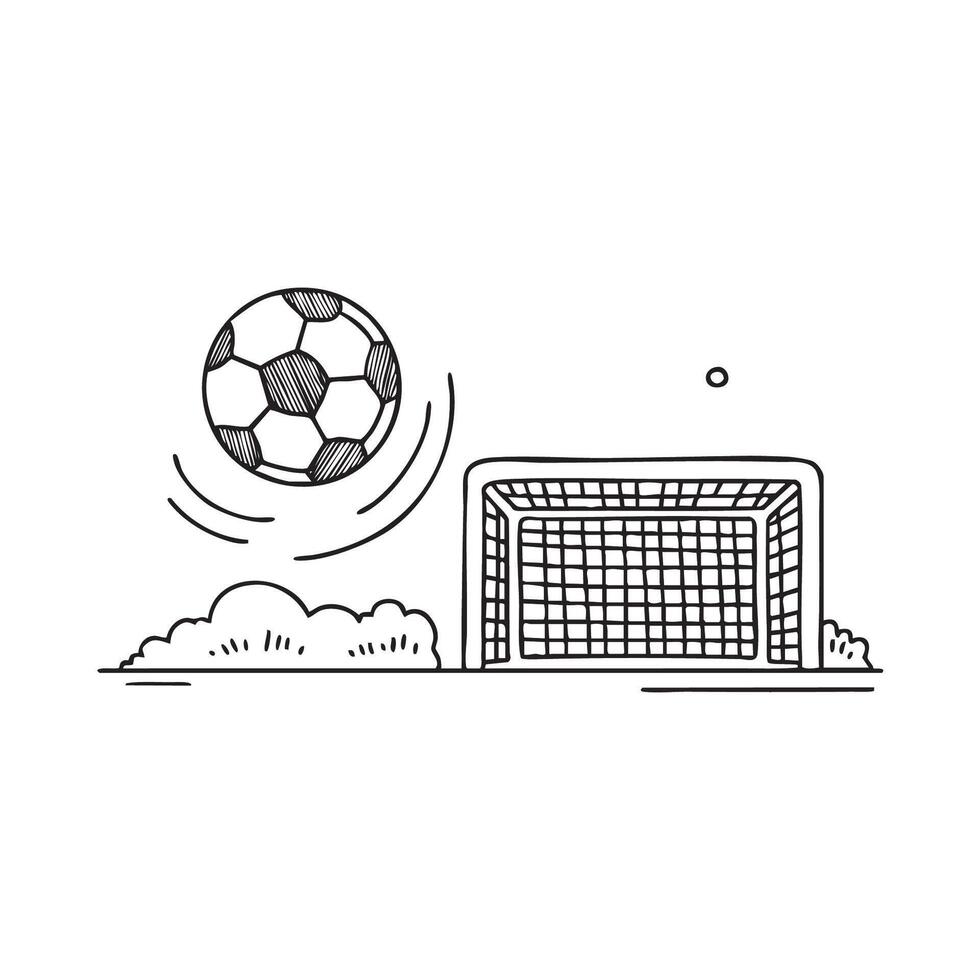 Football spinning toward open goal net vector