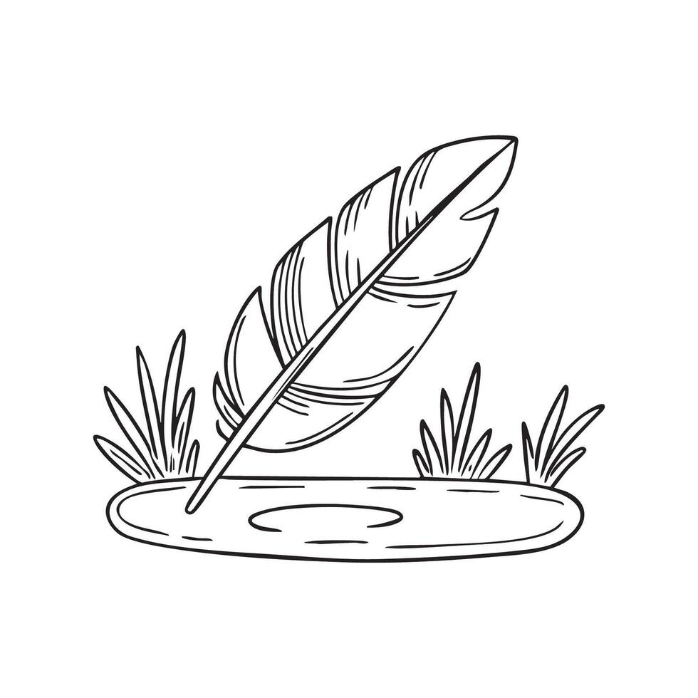 Feather drifting in forest clearing vector