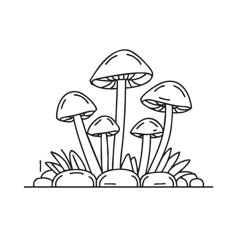 Fungi cluster at stone wall base vector
