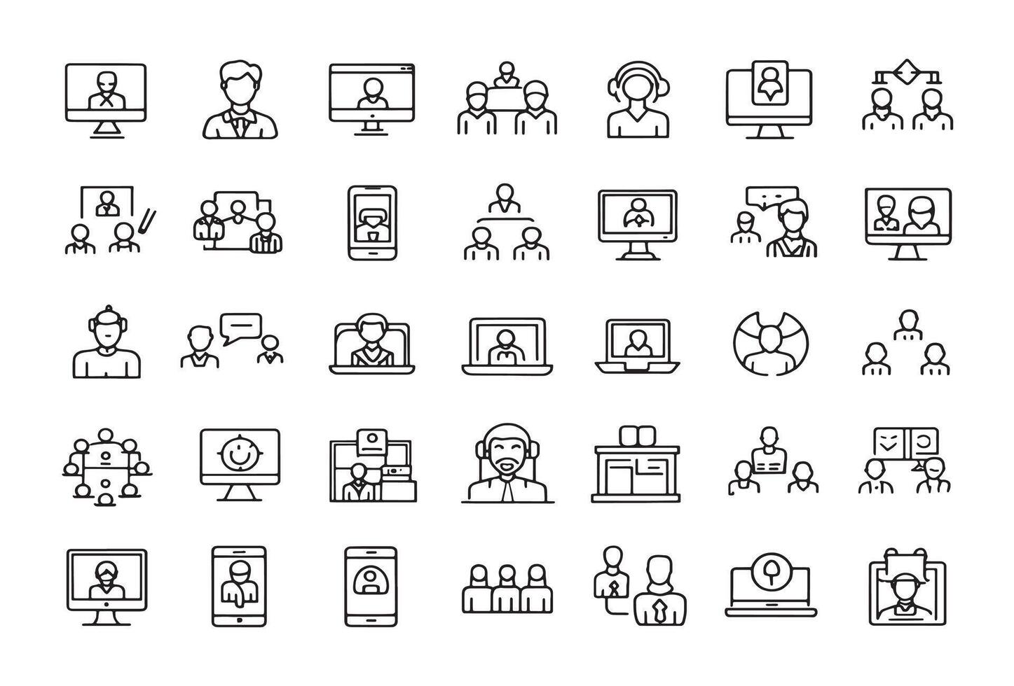 Virtual Meetings Icon Simplify Global Interactions vector