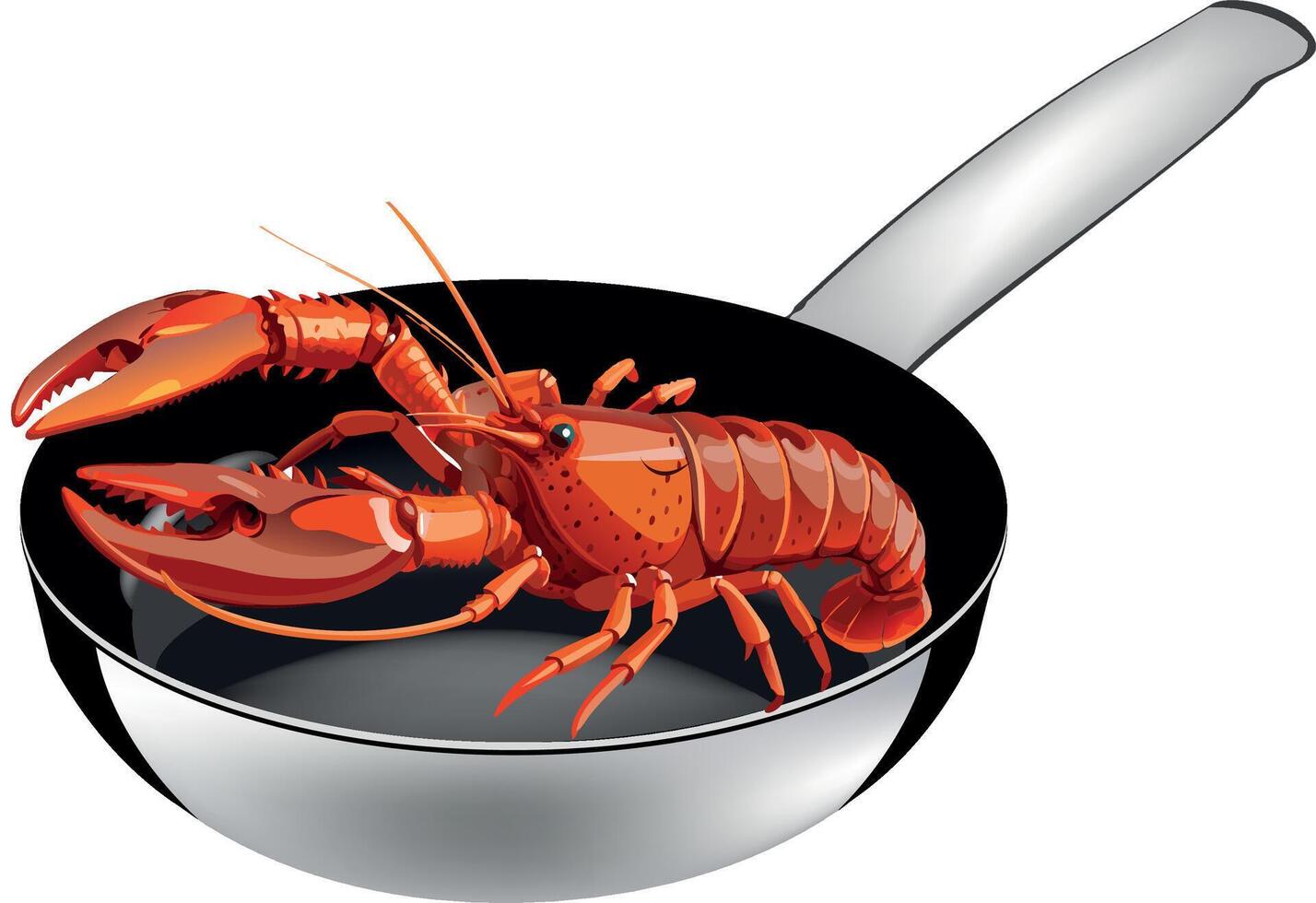 Lobster in a frying pan vector
