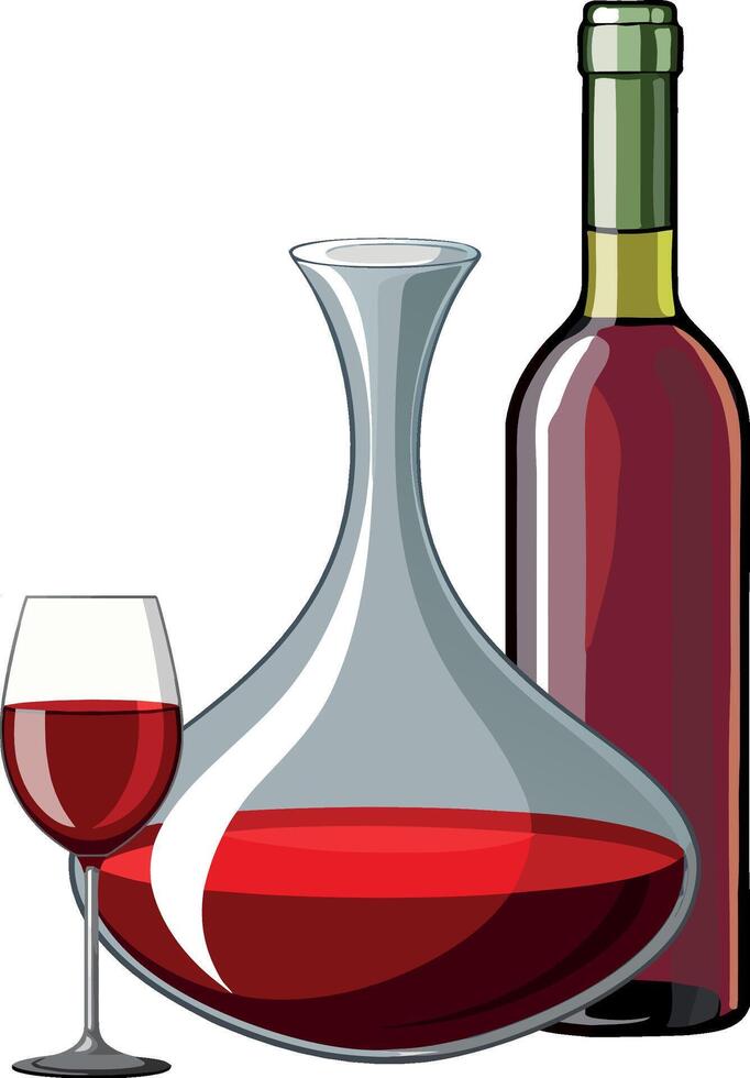 A wine glass and a bottle of red wine vector